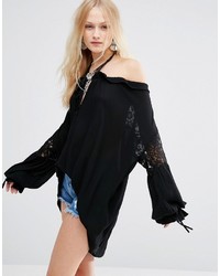 schwarze Spitze Bluse von Hazel