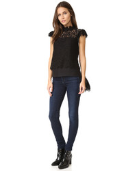 schwarze Spitze Bluse von Rachel Zoe