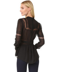 schwarze Spitze Bluse von Veronica Beard