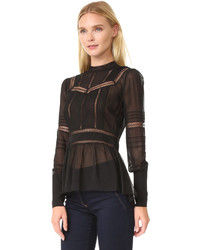 schwarze Spitze Bluse von Veronica Beard