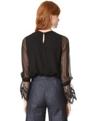 schwarze Spitze Bluse von Alexis