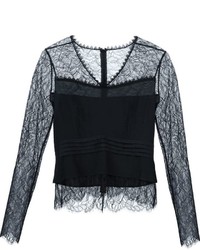 schwarze Spitze Bluse von Yigal Azrouel