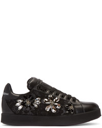 schwarze Spitze niedrige Sneakers von Dolce & Gabbana