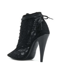 schwarze Spitze Stiefeletten von Saint Laurent