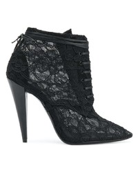 schwarze Spitze Stiefeletten von Saint Laurent