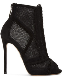 schwarze Stiefeletten aus Netzstoff von Dolce & Gabbana
