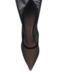 schwarze Stiefeletten aus Netzstoff von Gianvito Rossi