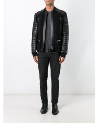 schwarze Strick Bikerjacke von Balmain