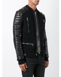 schwarze Strick Bikerjacke von Balmain