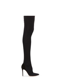 schwarze Strick Overknee Stiefel aus Segeltuch von Gianvito Rossi