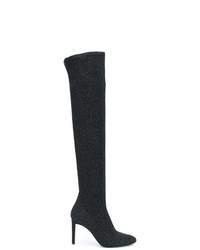 schwarze Strick Overknee Stiefel aus Segeltuch von Giuseppe Zanotti Design