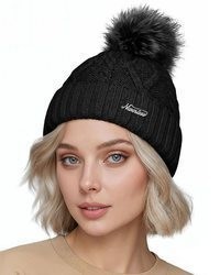 schwarze Strick Pelzmütze von Neverless