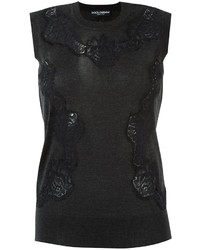 schwarze Strick Spitze Bluse von Dolce & Gabbana
