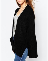 schwarze Strick Strickjacke mit einer offenen Front von Asos