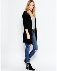 schwarze Strick Strickjacke mit einer offenen Front von Asos