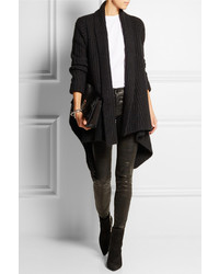 schwarze Strick Strickjacke mit einer offenen Front von Donna Karan