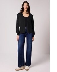 schwarze Strick Strickjacke mit einer offenen Front von STREET ONE