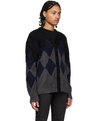 schwarze Strickjacke mit Argyle-Muster von Sacai