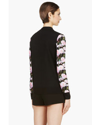 schwarze Strickjacke mit Blumenmuster von Givenchy