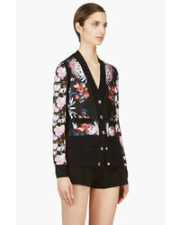 schwarze Strickjacke mit Blumenmuster von Givenchy