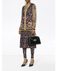 schwarze Strickjacke mit Blumenmuster von Gucci