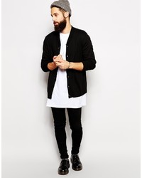 schwarze Strickjacke mit einem Schalkragen von Asos