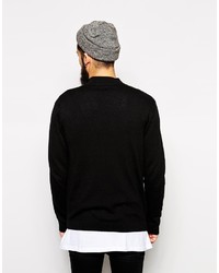 schwarze Strickjacke mit einem Schalkragen von Asos