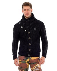 schwarze Strickjacke mit einem Schalkragen von Cipo & Baxx