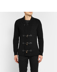 schwarze Strickjacke mit einem Schalkragen von Bottega Veneta