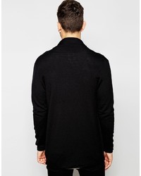 schwarze Strickjacke mit einem Schalkragen von Selected