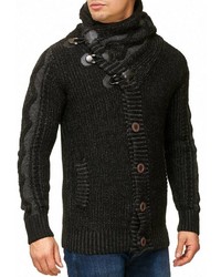 schwarze Strickjacke mit einem Schalkragen von INDICODE