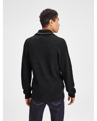 schwarze Strickjacke mit einem Schalkragen von Jack & Jones