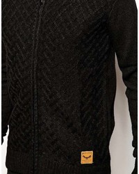 schwarze Strickjacke mit einem Schalkragen von Brave Soul