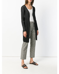 schwarze Strickjacke mit einer offenen Front von Pleats Please By Issey Miyake