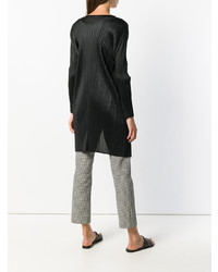 schwarze Strickjacke mit einer offenen Front von Pleats Please By Issey Miyake