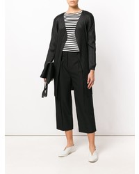 schwarze Strickjacke mit einer offenen Front von Pleats Please By Issey Miyake