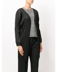 schwarze Strickjacke mit einer offenen Front von Pleats Please By Issey Miyake