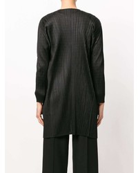 schwarze Strickjacke mit einer offenen Front von Pleats Please By Issey Miyake