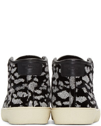 schwarze Turnschuhe mit Leopardenmuster von Saint Laurent