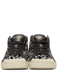 schwarze Turnschuhe mit Leopardenmuster von Saint Laurent