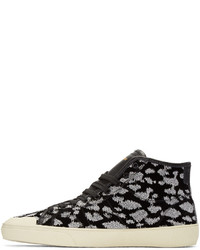 schwarze Turnschuhe mit Leopardenmuster von Saint Laurent