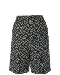 schwarze Tweed Bermuda-Shorts
