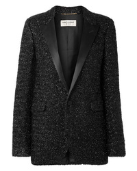 schwarze Tweed-Jacke von Saint Laurent