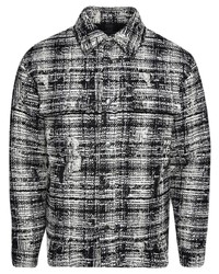 schwarze Tweed Shirtjacke mit Schottenmuster von Amiri