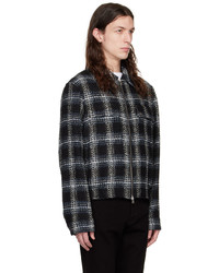 schwarze Tweed Shirtjacke mit Schottenmuster von Amiri