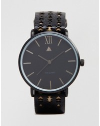 schwarze Uhr mit geometrischem Muster von Asos
