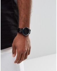 schwarze Uhr mit geometrischem Muster von Asos