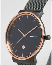 schwarze Uhr von Skagen