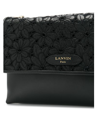 schwarze Umhängetasche mit Blumenmuster von Lanvin