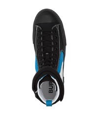 schwarze und blaue hohe Sneakers aus Segeltuch von Burberry